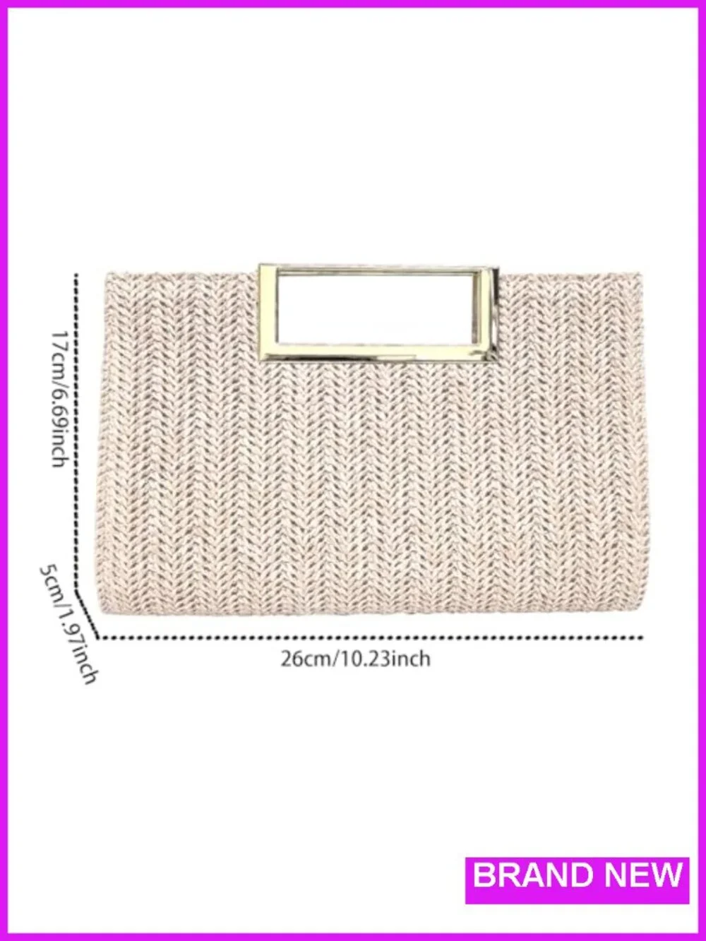 Straw Raffia Clutch Purse with Crossbody Strap, Summer Beach Shoulder Bag
